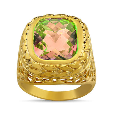 14K Yellow Solid Gold Mens Citrine Pinky Ring 8.00 Ctw